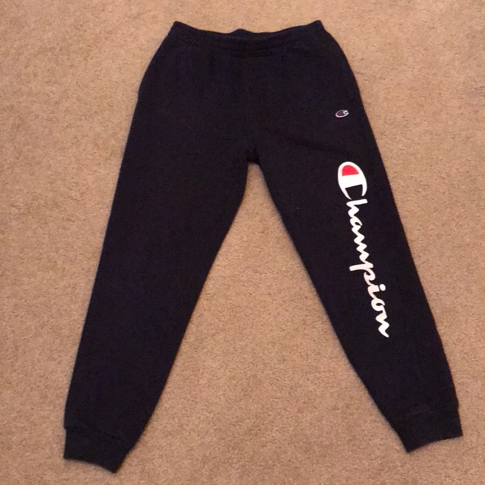 Great condition. Jogger sweatpants. Champion brand. Navy blue. Boys size L.